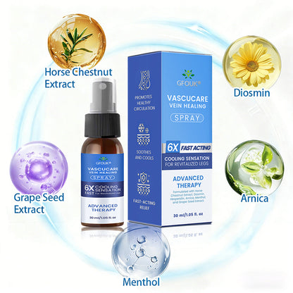 🇬🇧👨‍⚕️👍GFOUK® VascuCare Vein Healing Spray(Designed for Varicose veins, Spider veins, Deep vein Thrombosis, Chronic venous insufficiency, Venous ulcers, Thrombophlebitis and other venous issues)