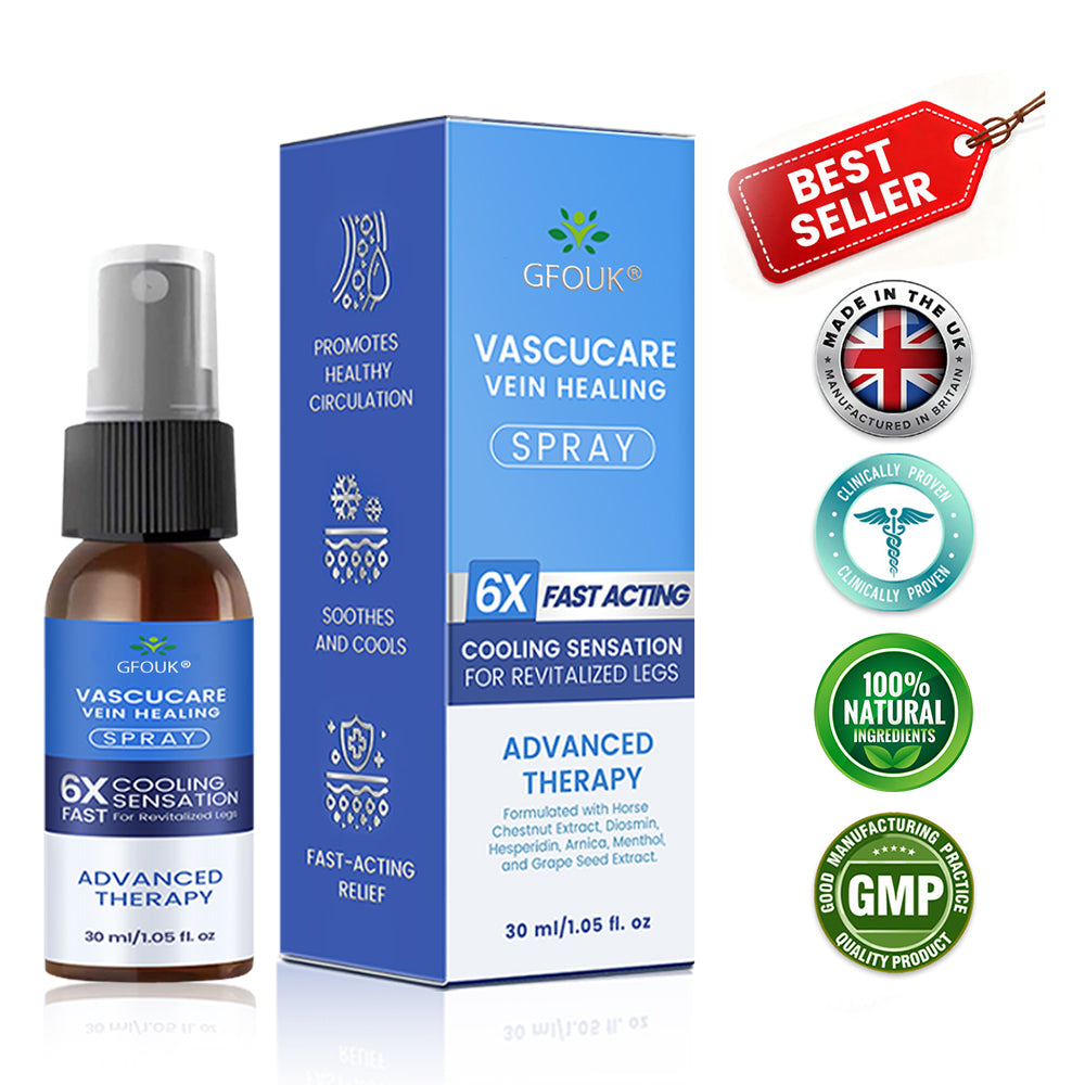 🇬🇧👨‍⚕️👍GFOUK® VascuCare Vein Healing Spray(Designed for Varicose veins, Spider veins, Deep vein Thrombosis, Chronic venous insufficiency, Venous ulcers, Thrombophlebitis and other venous issues)