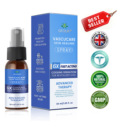 🇬🇧👨‍⚕️👍GFOUK® VascuCare Vein Healing Spray(Designed for Varicose veins, Spider veins, Deep vein Thrombosis, Chronic venous insufficiency, Venous ulcers, Thrombophlebitis and other venous issues)
