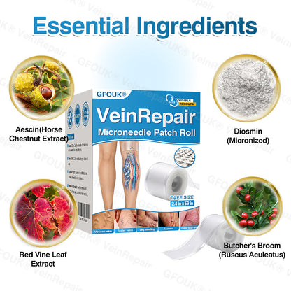 🇬🇧🏆✅️🏃GFOUK® VeinRepair Microneedle Patch Roll⚡Instant Relief, Long-Term Results
